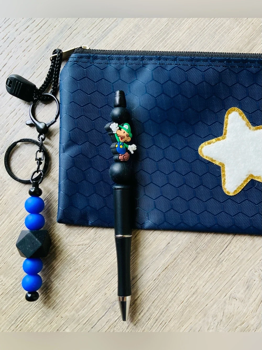 NEW📚 Hand Crafted Bag Charm & Beaded Pen w/ Pencil Case